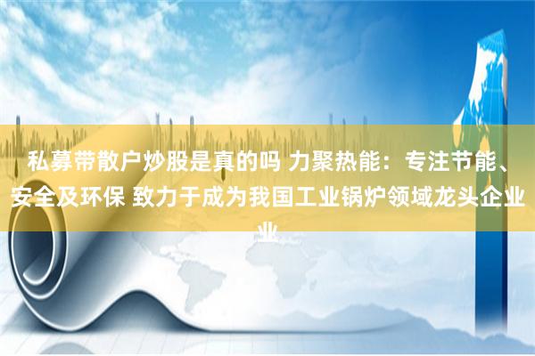 私募带散户炒股是真的吗 力聚热能：专注节能、安全及环保 致力于成为我国工业锅炉领域龙头企业