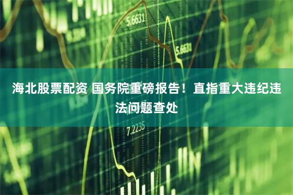 海北股票配资 国务院重磅报告！直指重大违纪违法问题查处